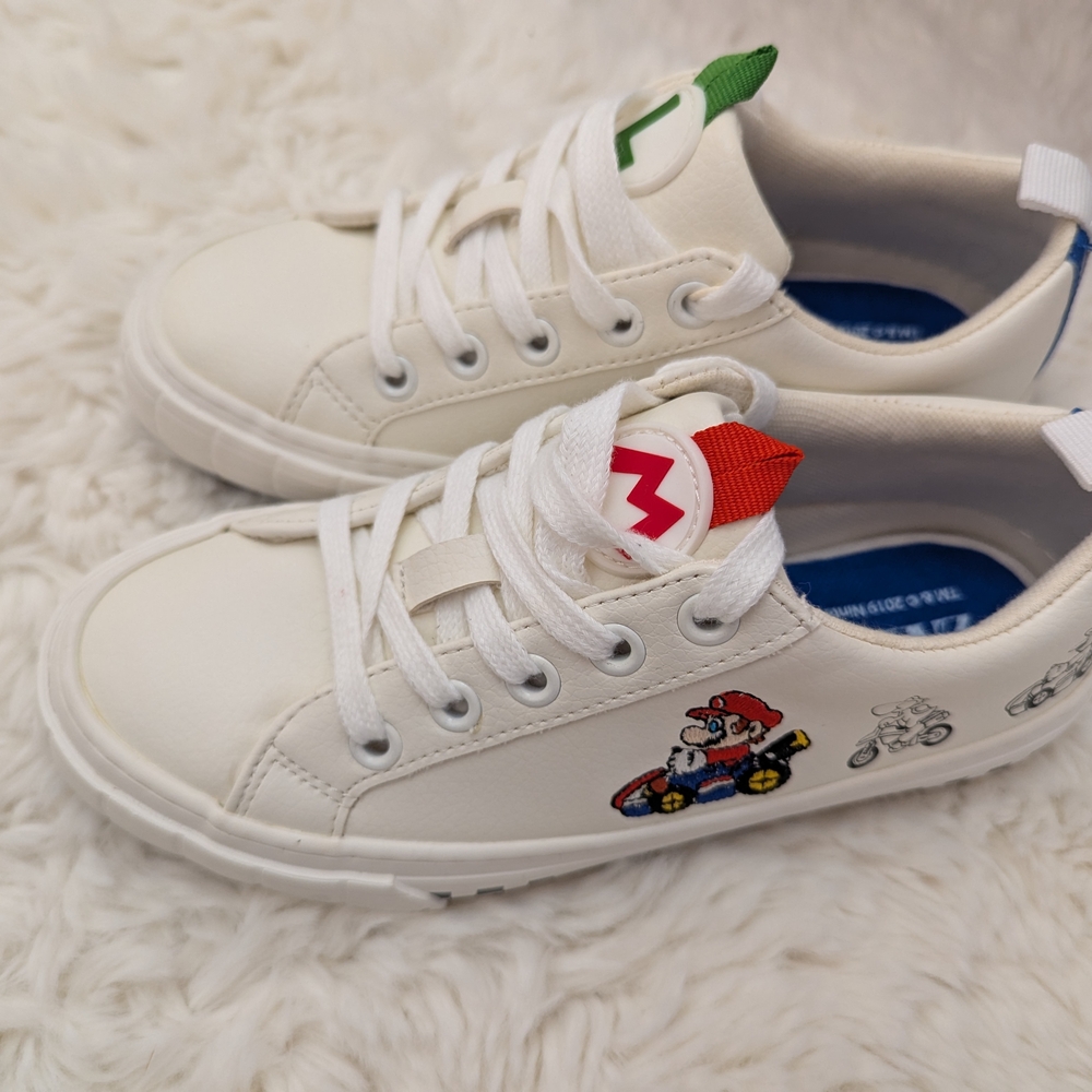 Zara White Sneakers with Mario Kart Design Size 13US / EU32